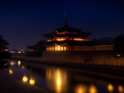 韩国首尔夜景霓虹街道，橄榄绿调